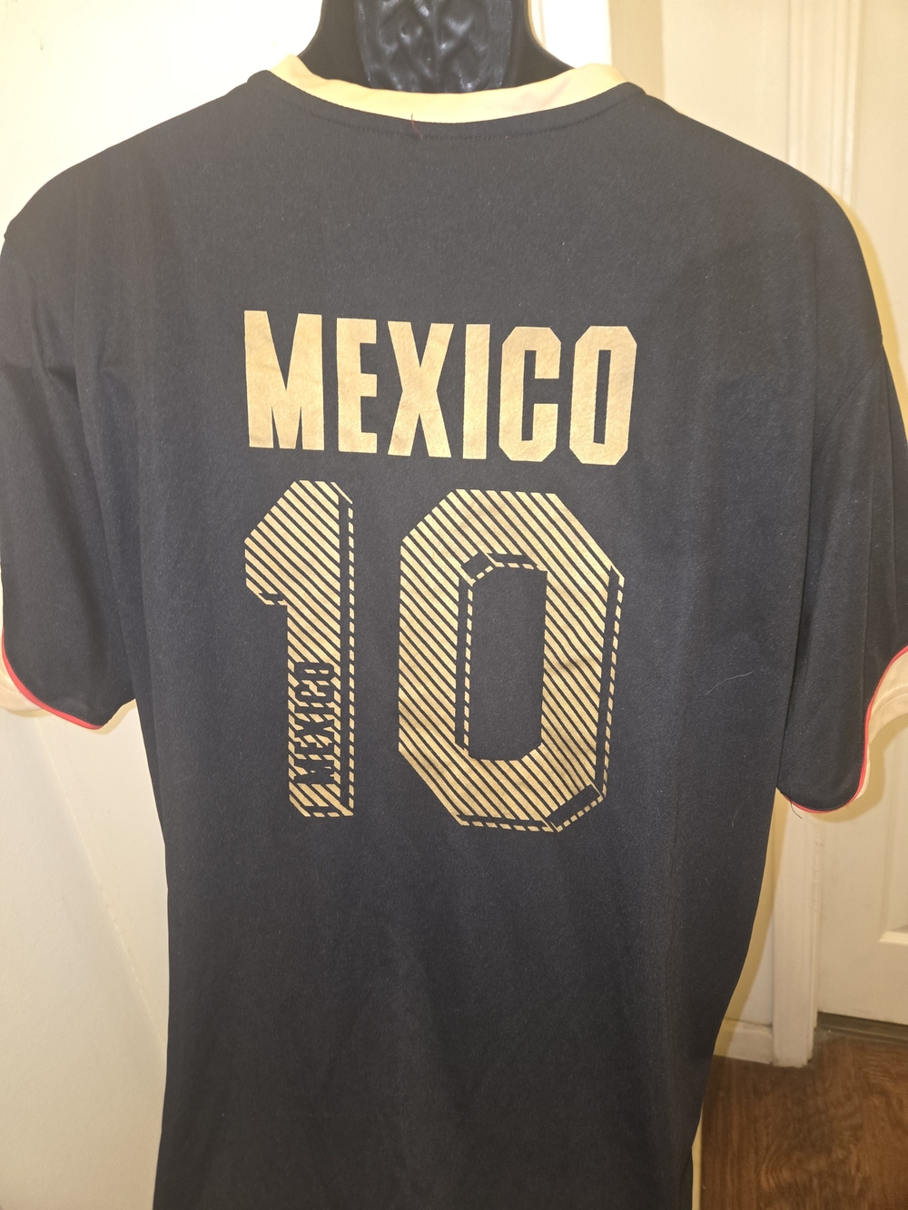 Mexico #10 Black Soccer Jersey with Gold Print